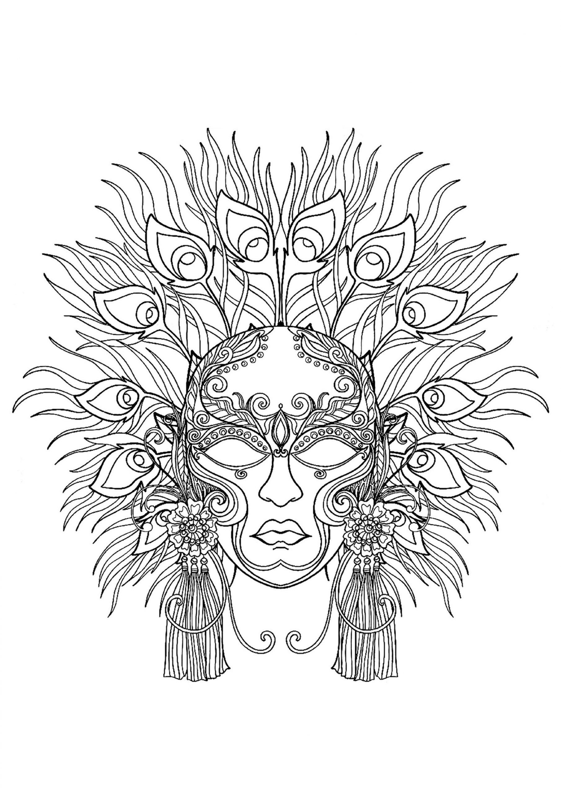 Superbe Masque Du Carnaval De Venise - Coloriage Carnaval destiné Coloriage Masque 