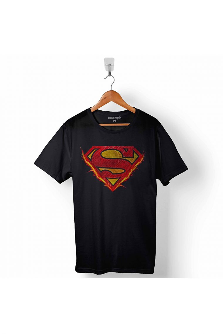 Superman Flame Alev Logo Super Man Erkek Ti̇şört Fiyatları avec Superman Logo With Ac