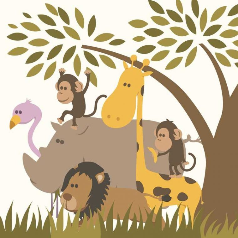 Tableau Bébé : Animaux De La Savane  Animaux De La Savane concernant Dessin Savane