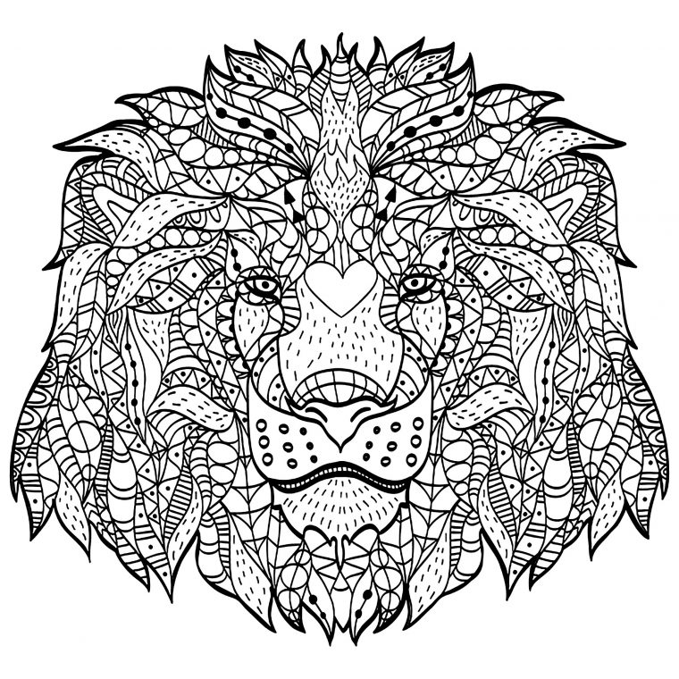 Tête De Lion Majestueux – Lions – Coloriages Difficiles dedans Dessin De Tete De Lion