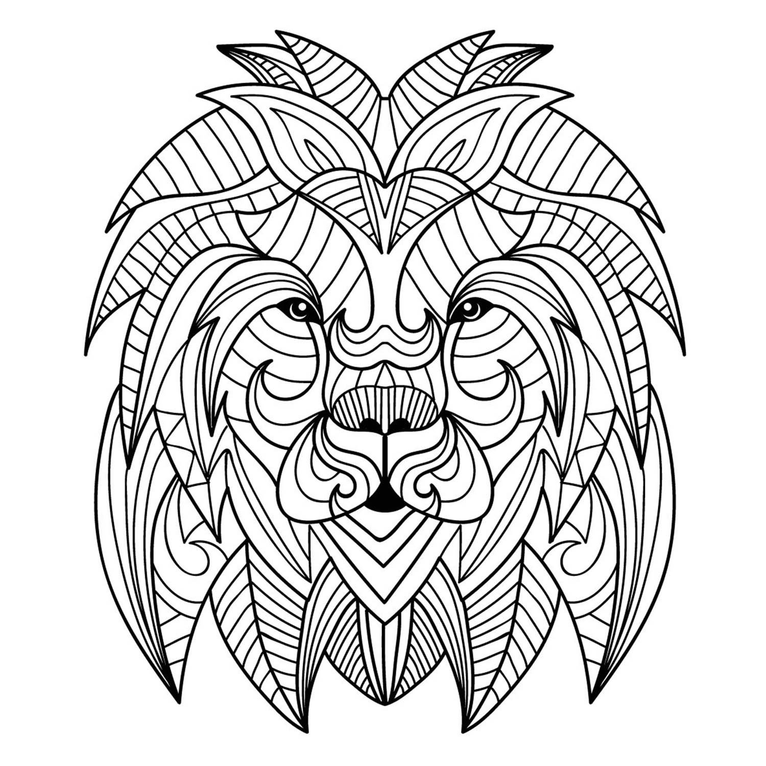 Tete De Lion Mandala 2 - Coloriage De Lions - Coloriages destiné Coloriage Enfant 6 Ans 