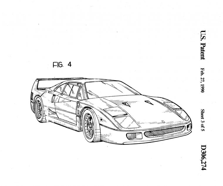 The Original Ferrari F40 Patent Drawings concernant Dessin Ferrari