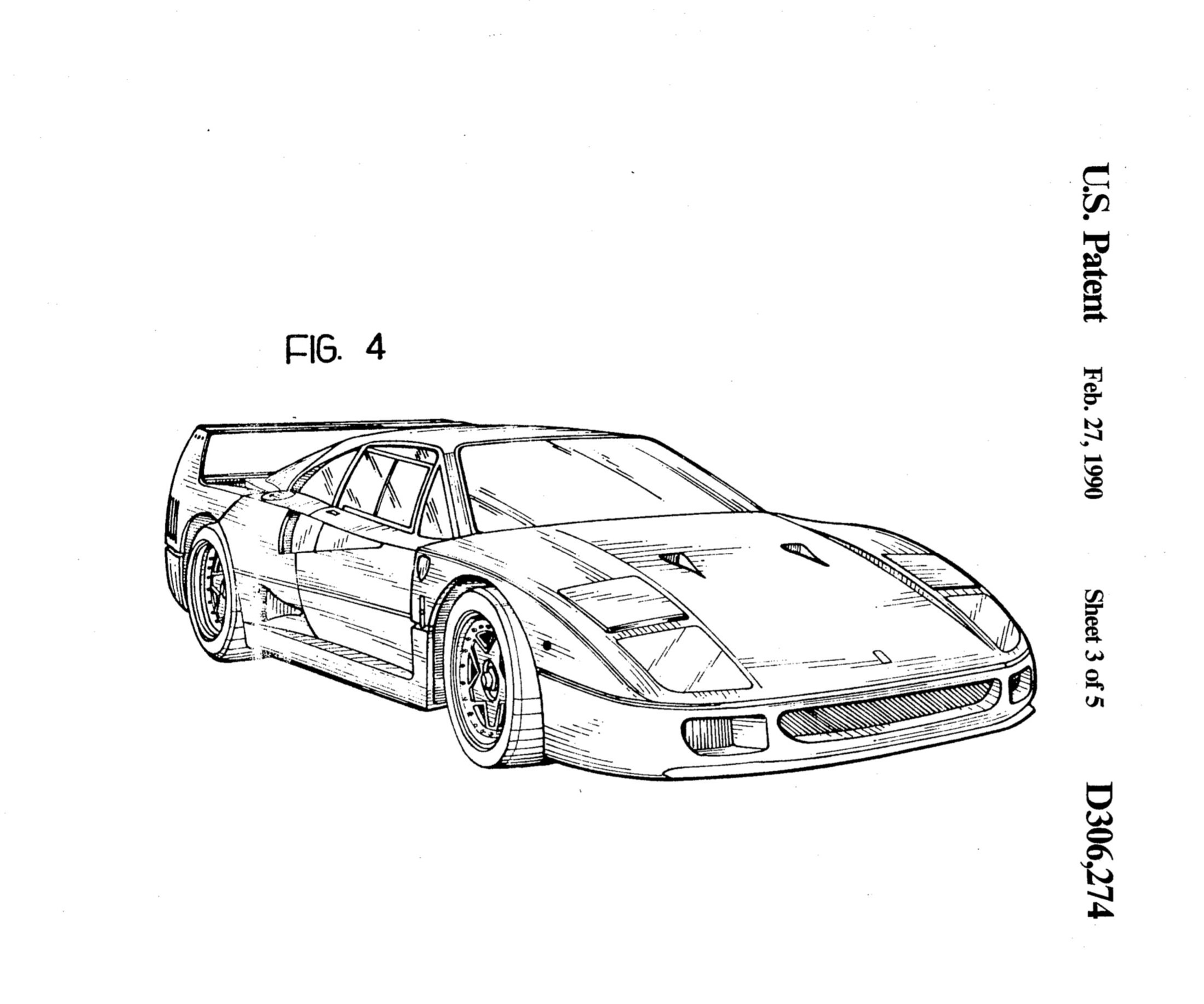 The Original Ferrari F40 Patent Drawings concernant Dessin Ferrari 