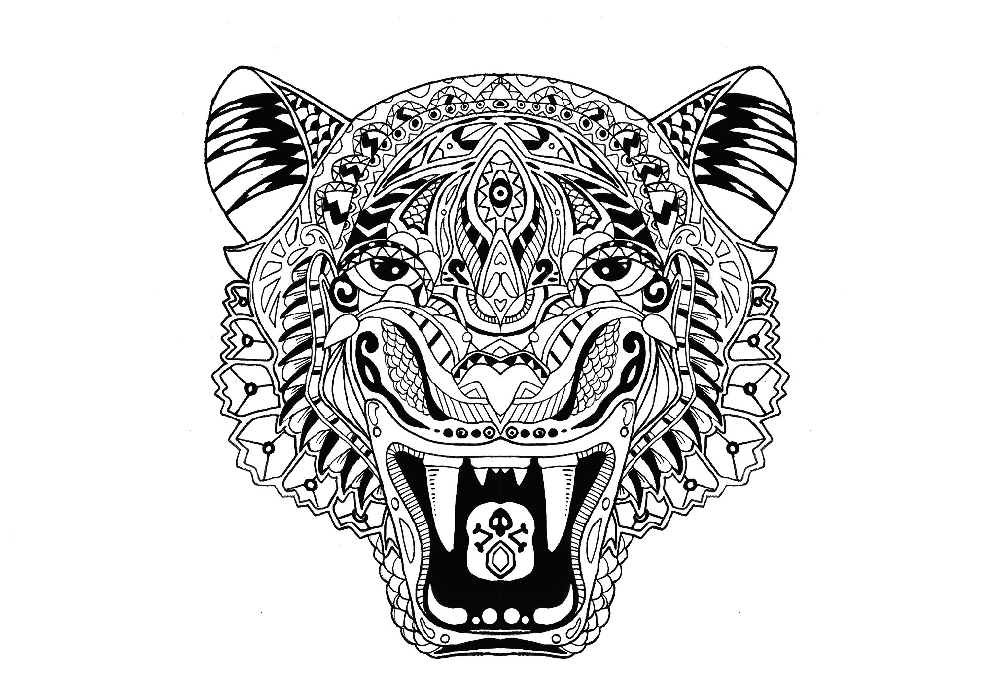 Tigre  Animaux - Coloriages Difficiles Pour Adultes encequiconcerne Coloriages Animaux