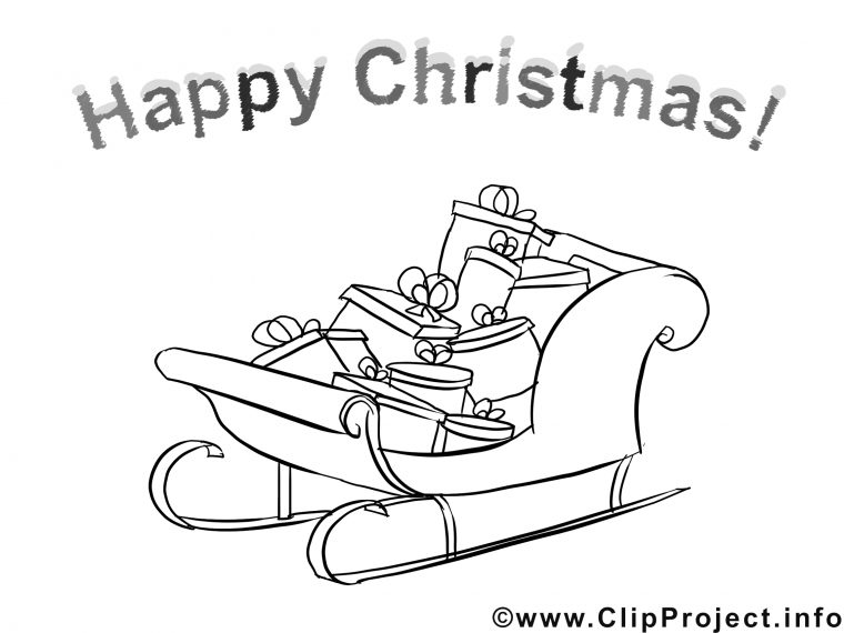 Traîneau Clip Art – Noël Image À Colorier – Noël serapportantà Dessin Traineau