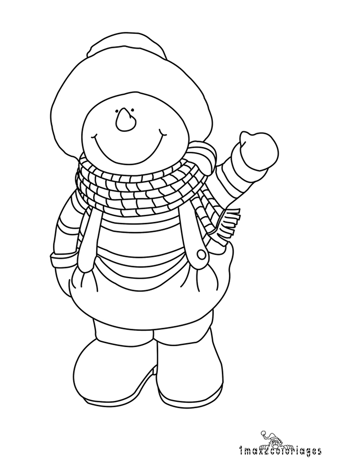 Trés Beau Bonhomme De Neige À Colorier concernant Coloriage Bonhomme