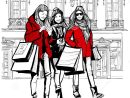 Trois Jeunes S À La Mode Faisant Des Emplettes À pour Dessin A La Mode