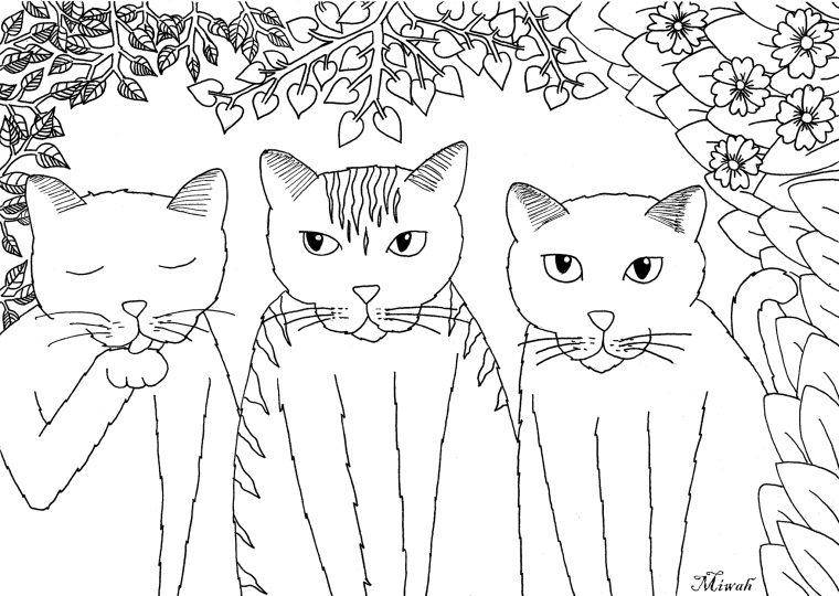 Trois Petits Chats – Chats – Coloriages Difficiles Pour destiné Coloriage Chat