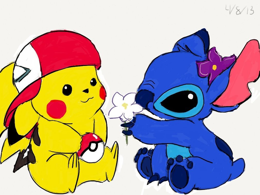Trop Mignon Pikachu Stitch Fond D&amp;#039;Écran Kawaii encequiconcerne Stitch Dessin 