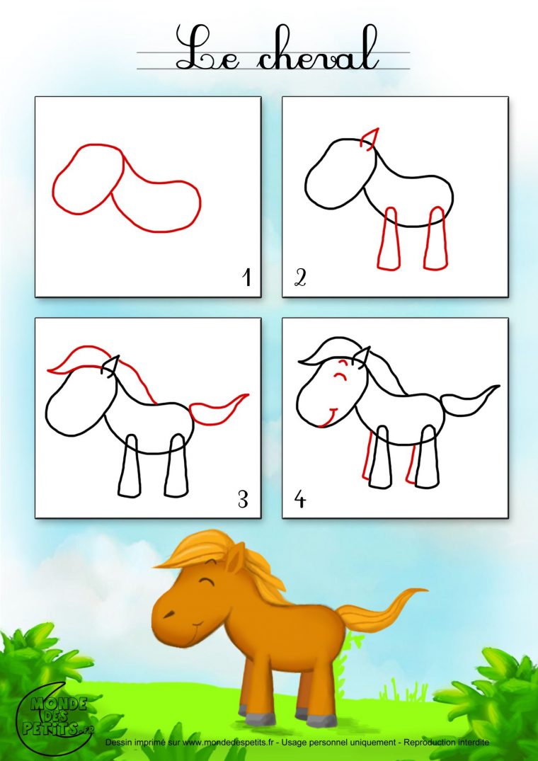 Tuto Cheval  Comment Dessiner Un Cheval, Dessin, Dessin serapportantà Dessin Facile Enfant