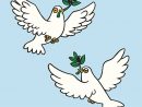 Two Cartoon Doves In Two Different Poses Holding A Olive à Dessins Colombe