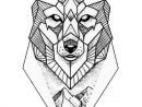 Uage Temporaire Géométrique D'Un Loup Cubique Dans Les à Loup Dessin