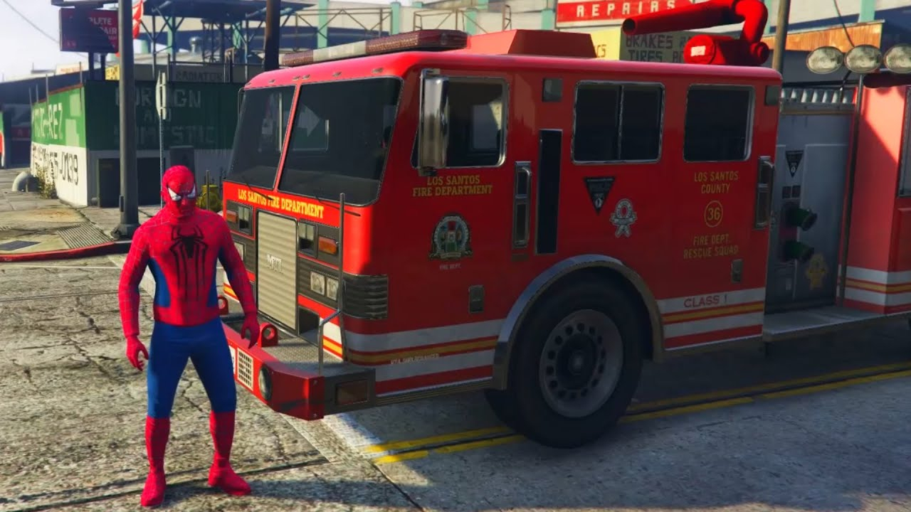 Un Camion De Pompier Et Spiderman - encequiconcerne Vidéo Camion Pompier