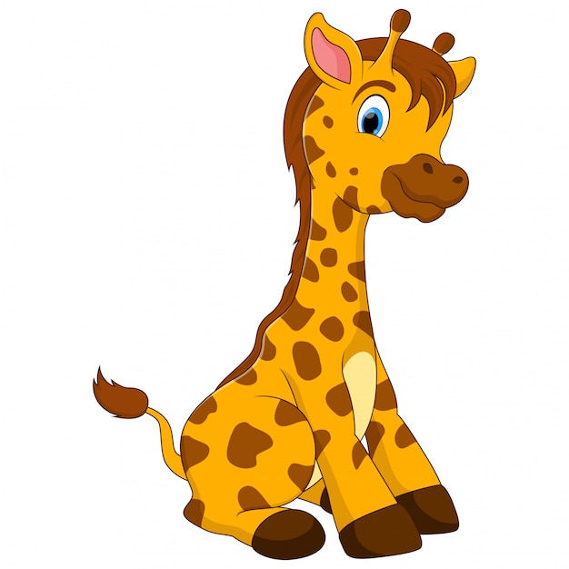 Un Dessin De Bébé Girafe Assis Sur Le Sol  Vecteur Premium avec Dessins Girafe