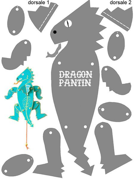 Un Dragon Tout Feu Tout Flammes - 1 Et 2 Et 3 Doudous pour Activité Manuelle Pantin