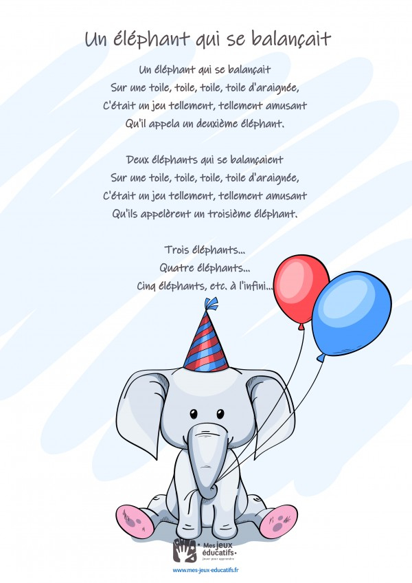 Un Éléphant Qui Se Balançait – Paroles De La Comptine destiné Comptine A Imprimer