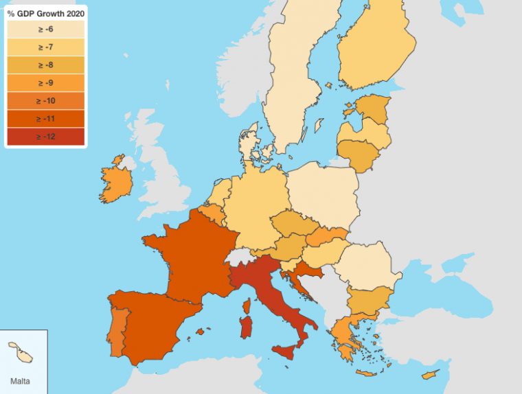 Une Récession Plus Importante Que Prévu  Paperjam News concernant Pays Union Europeenne Carte 2021 Jeu