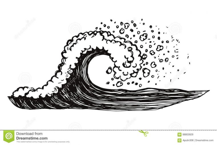 Vagues De Mer Avec Le Vecteur De Mousse Et De Jet Dessin serapportantà Dessin De Vagues De Mer