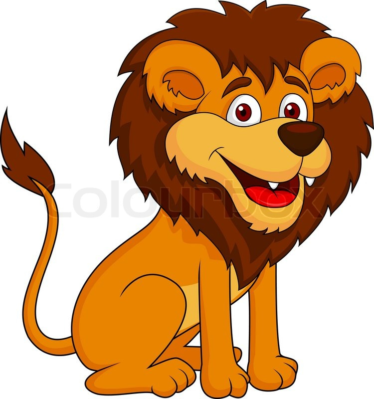 Vector Illustration Of Funny Lion Cartoon Sitting  Stock destiné Lion Dessin 