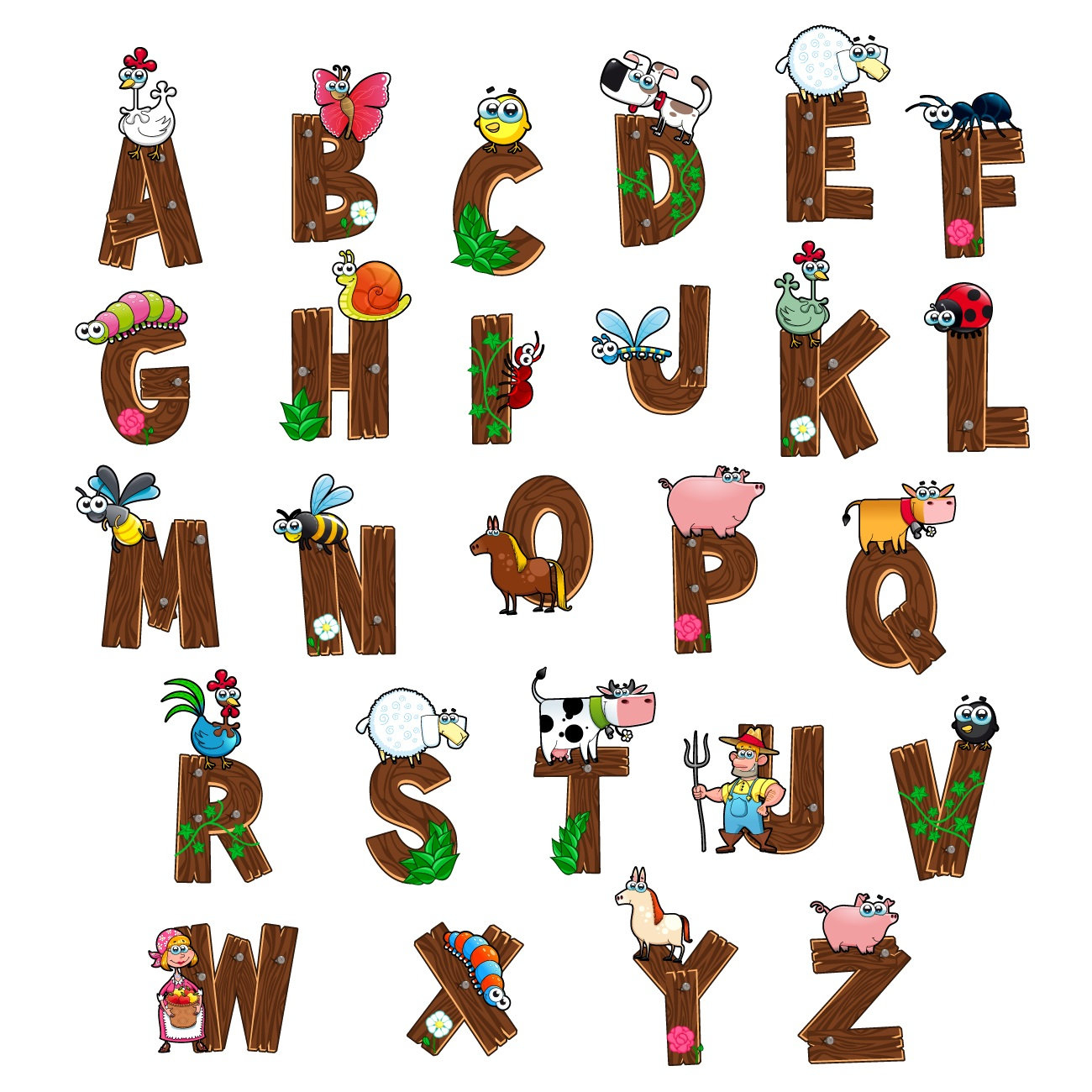 Vetement Prénom Personnalisable Alphabet Bois Et Animaux tout Prenom Animaux 