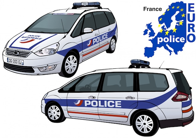 Voiture De Police Française  Vecteur Premium concernant Dessin Voiture Police 