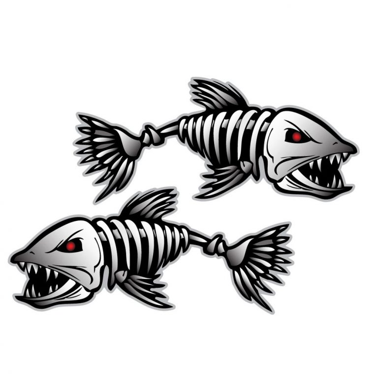 Voiture Style Squelette 2 Pcs Squelette Poissons Bateau concernant Dessin Poisson Mort