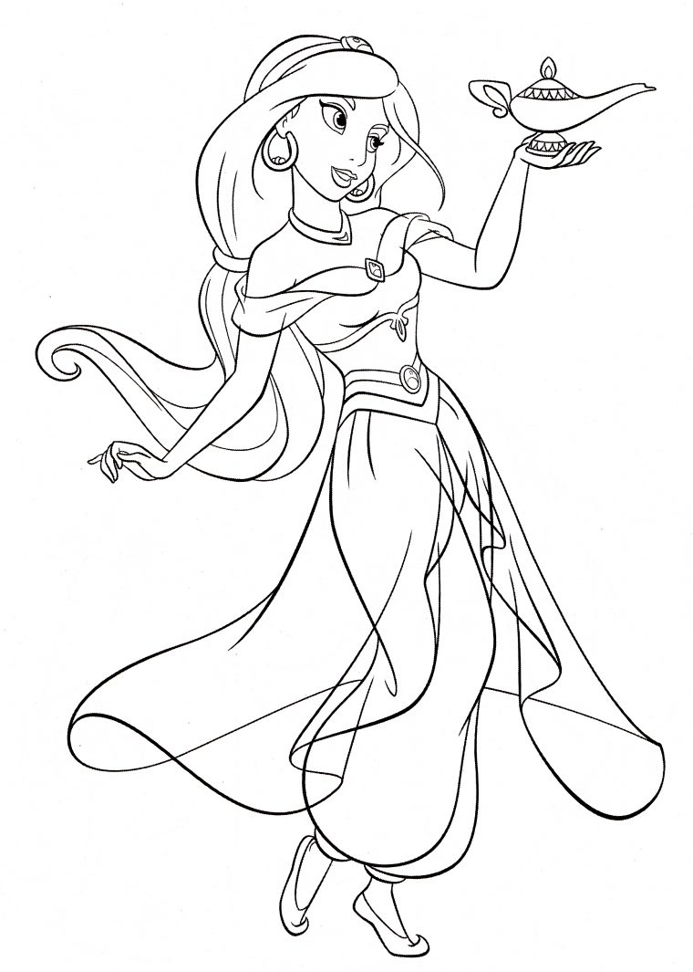 Walt Disney Coloring Pages – Princess Jasmine – Walt encequiconcerne Coloriage Princesse Disney