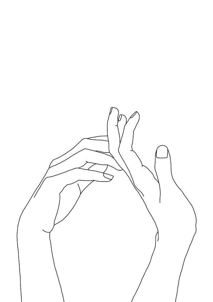 &quot;Woman'S Hands Line Drawing - Abi&quot; By Thecolourstudy serapportantà Dessin Main En Relief