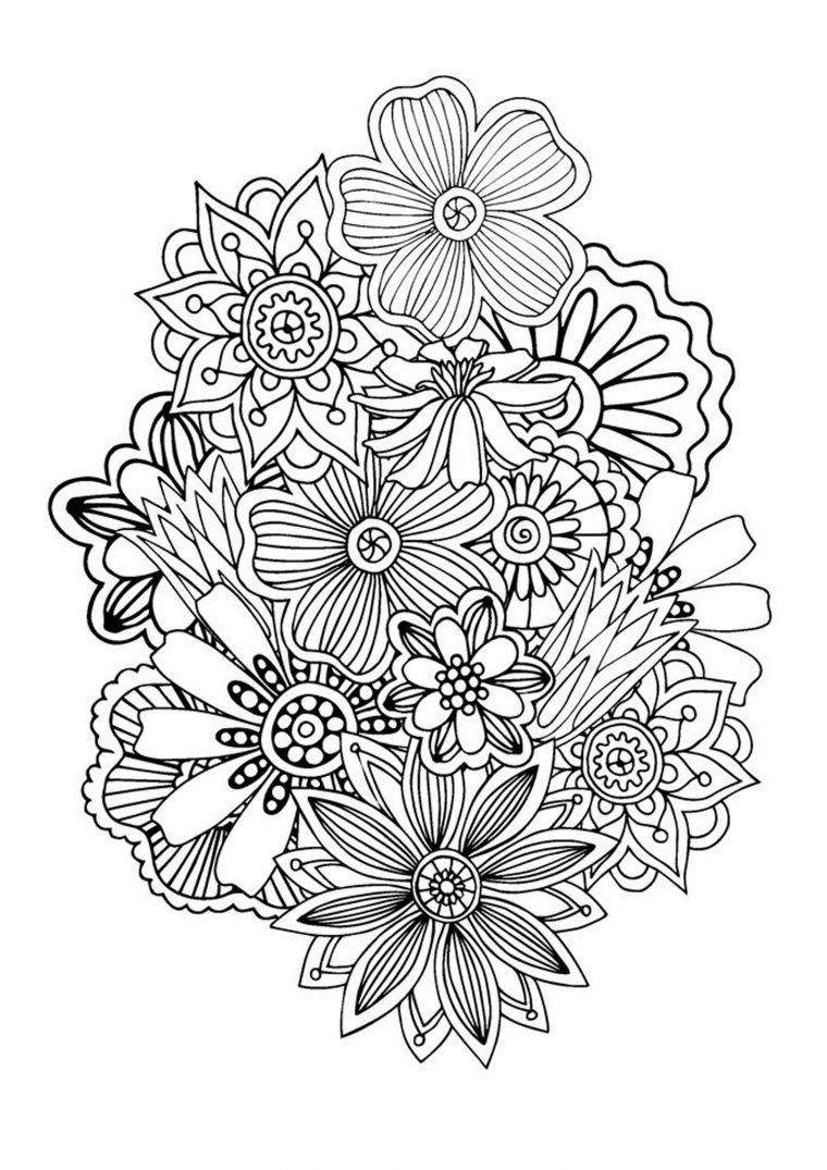 Zen Antistress Motif Abstrait Inspiration Florale 1 Par à Coloriage Difficile Pour Adulte