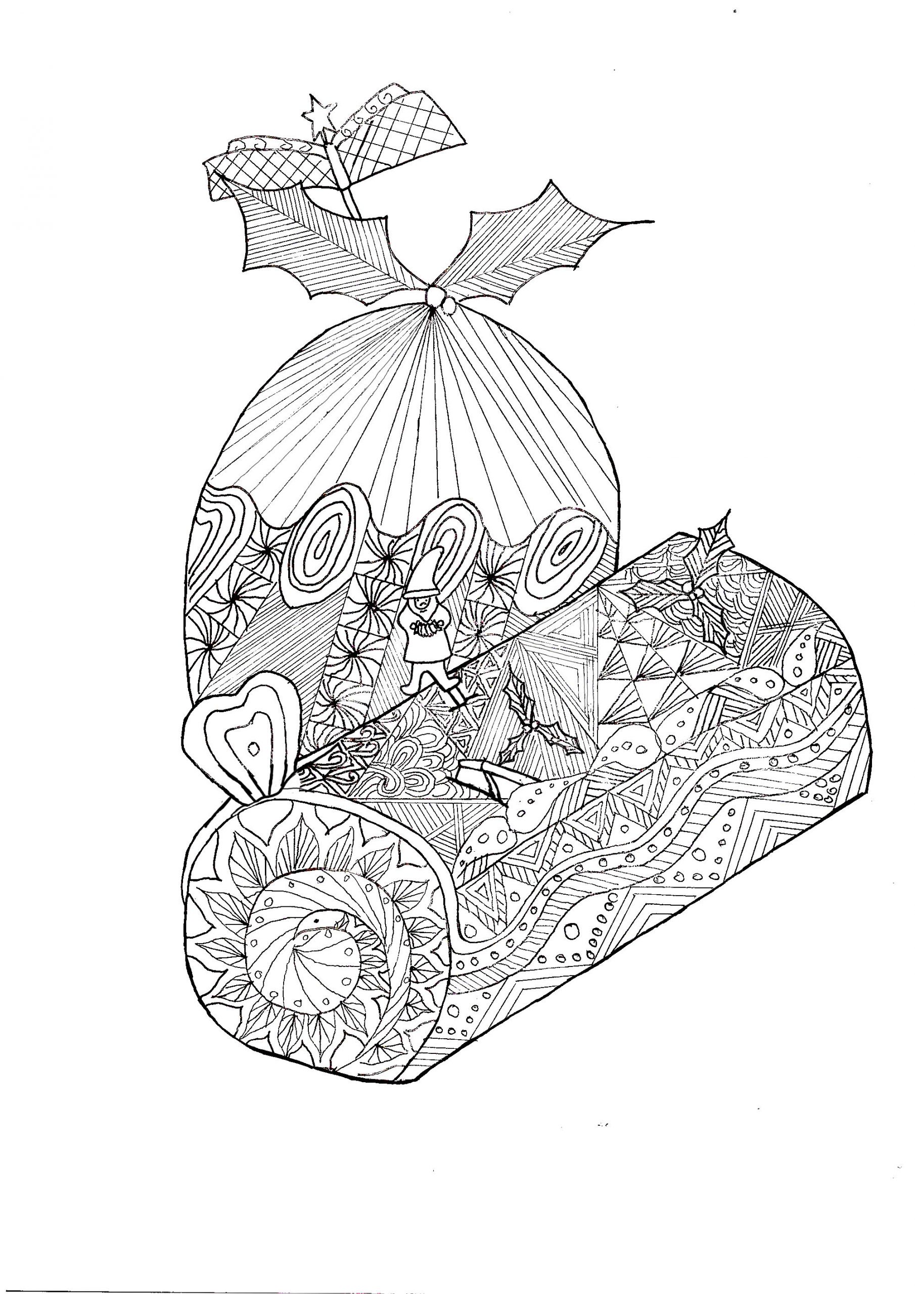 Zentangle Buche Noel - Coloriages De Noël - Coloriages avec Coloriage De Noel 