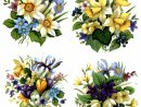 4 Bouquets Fleurs (4 Motifs Différents) - Diam 10 Cm Ceradel intérieur Motifs Dessins