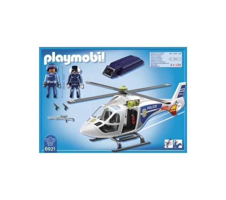 6921 Playmobil Hélicoptère De Police Avec Projecteur De Recherche intérieur Helicoptère Playmobil