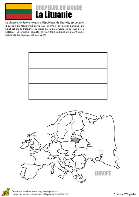A Colorier, Le Drapeau De La Lituanie Avec La Carte De L&amp;#039;Europe encequiconcerne Drapeau De L Espagne À Colorier 