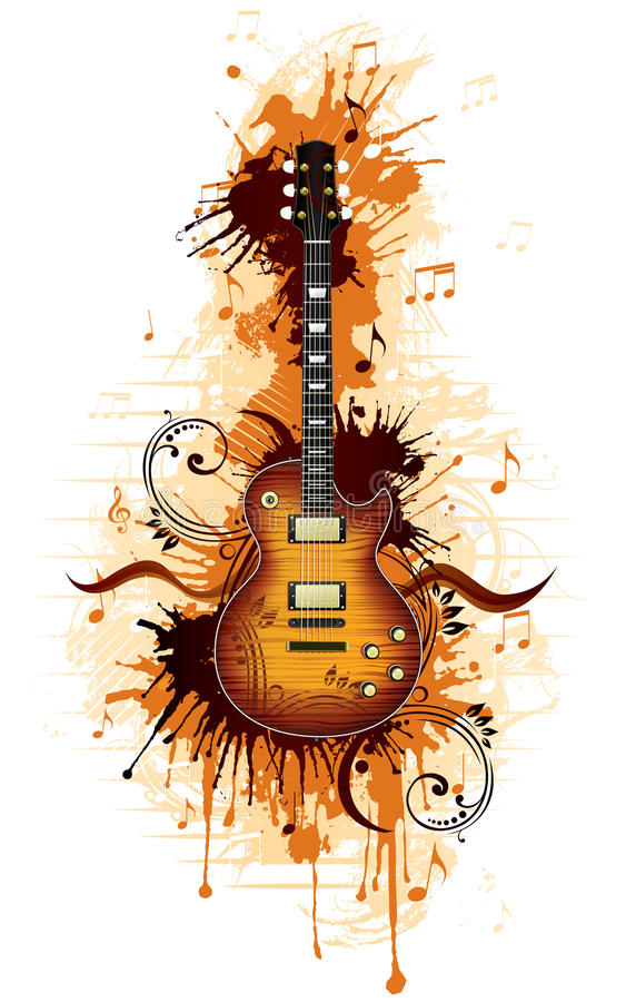 Abstrait Avec La Belle Guitare Électrique Illustration De Vecteur serapportantà Dessin Guitare Électrique