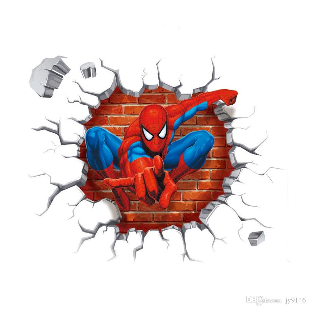 Acheter Diy Dessin Animé Spiderman Stickers Muraux Pvc Eco Friendly intérieur Dessin Animé De Spiderman 