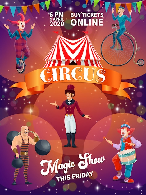 Affiche De Dessin Animé De Spectacle De Cirque Chapiteau  Vecteur Premium à Dessin D Un Chapiteau De Cirque 