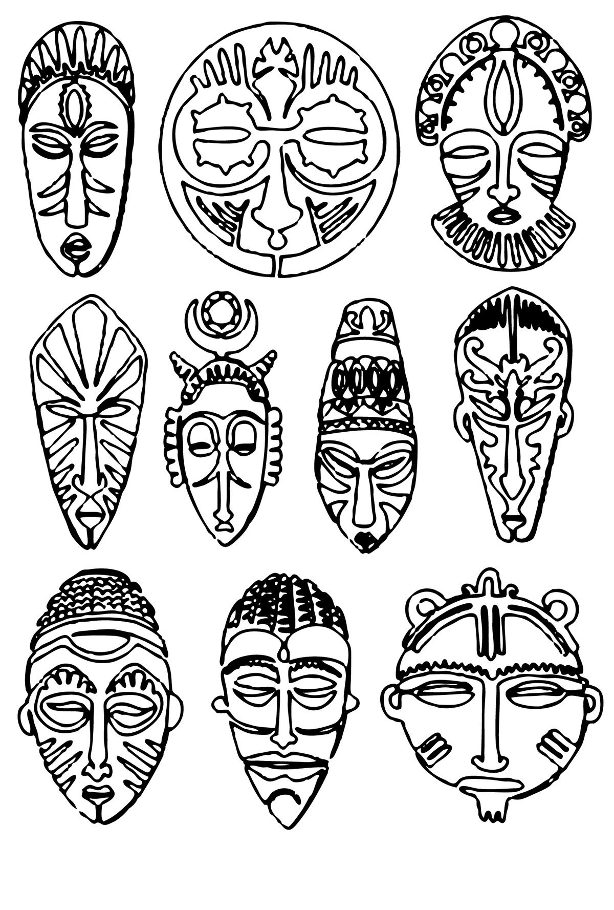 African Masks Inspiration  African Art Projects, Africa Art, African Masks pour Coloriage Masque Africain