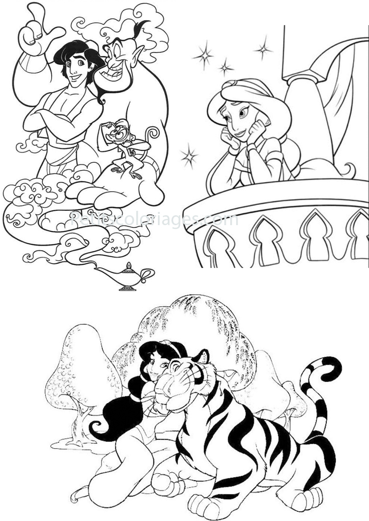 Aladdin, Jasmine Et Le Génie – Coloriage Aladdin (Et Jasmine destiné Aladin Dessin