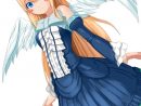 Ange Manga Blonde Robe Bleue Blanche pour Dessin Ange Fille