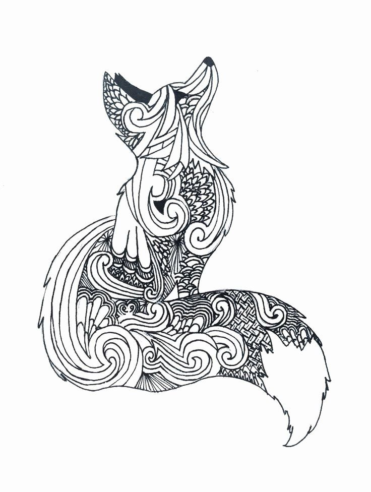 Animal Mandala Coloring Book Luxury Zentangle Fox Art2  Coloriage serapportantà Coloriage Renard 