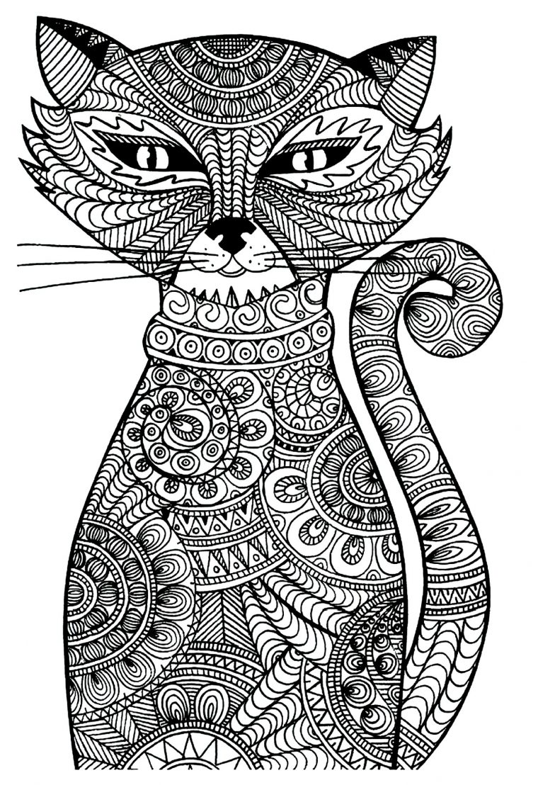 Animaux Chat Malicieux – Chats – Coloriages Difficiles Pour Adultes concernant Coloriage Animaux