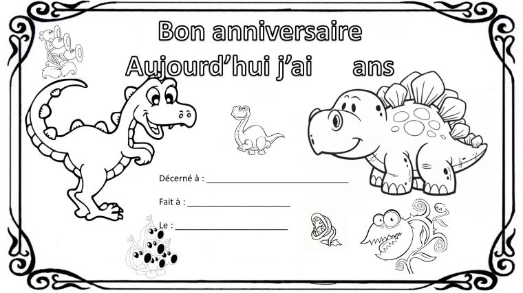 Anniversaire À Colorier Dinosaure dedans Dessin De Bon Anniversaire