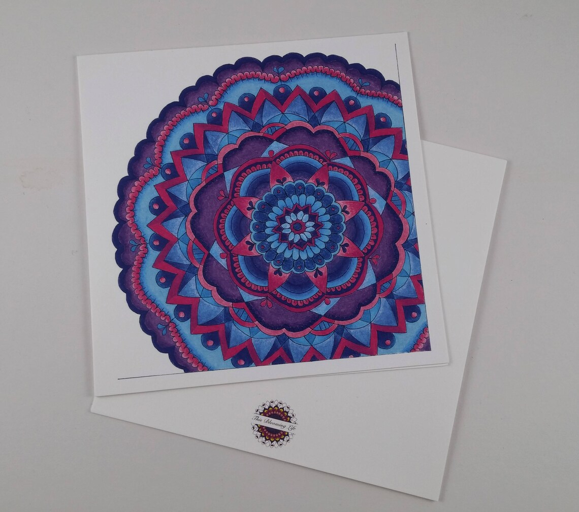 Anniversaire Carte De Vœux Mandala Bleu Et Violet Design  Etsy pour Mandala Anniversaire 