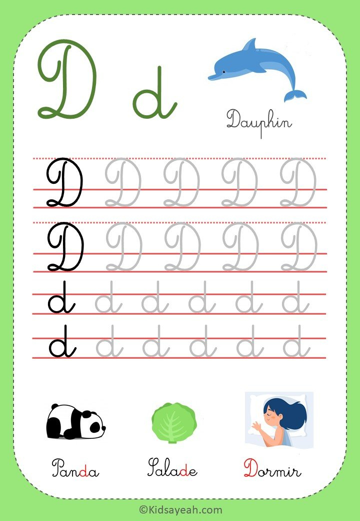 Apprendre À Écrire La Lettre D - Exercices Gs  Cp À Imprimer - Kidsayeah destiné Apprendre Ecrire 