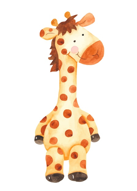 Aquarelle Dessin Animé Mignon Girafe Jouet Clipart  Vecteur Premium avec Girafe Dessin 