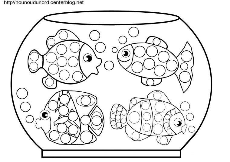 Aquarium À Poissons Coloriage, Gommettes, En Couleur pour Coloriage Poisson D Avril