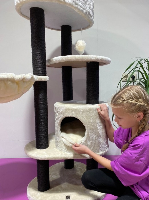 Arbre À Chat Charlotte 134 (Creme)  Livraison Gratuite  Cat Tree Fr tout Arbre Pet Shop 