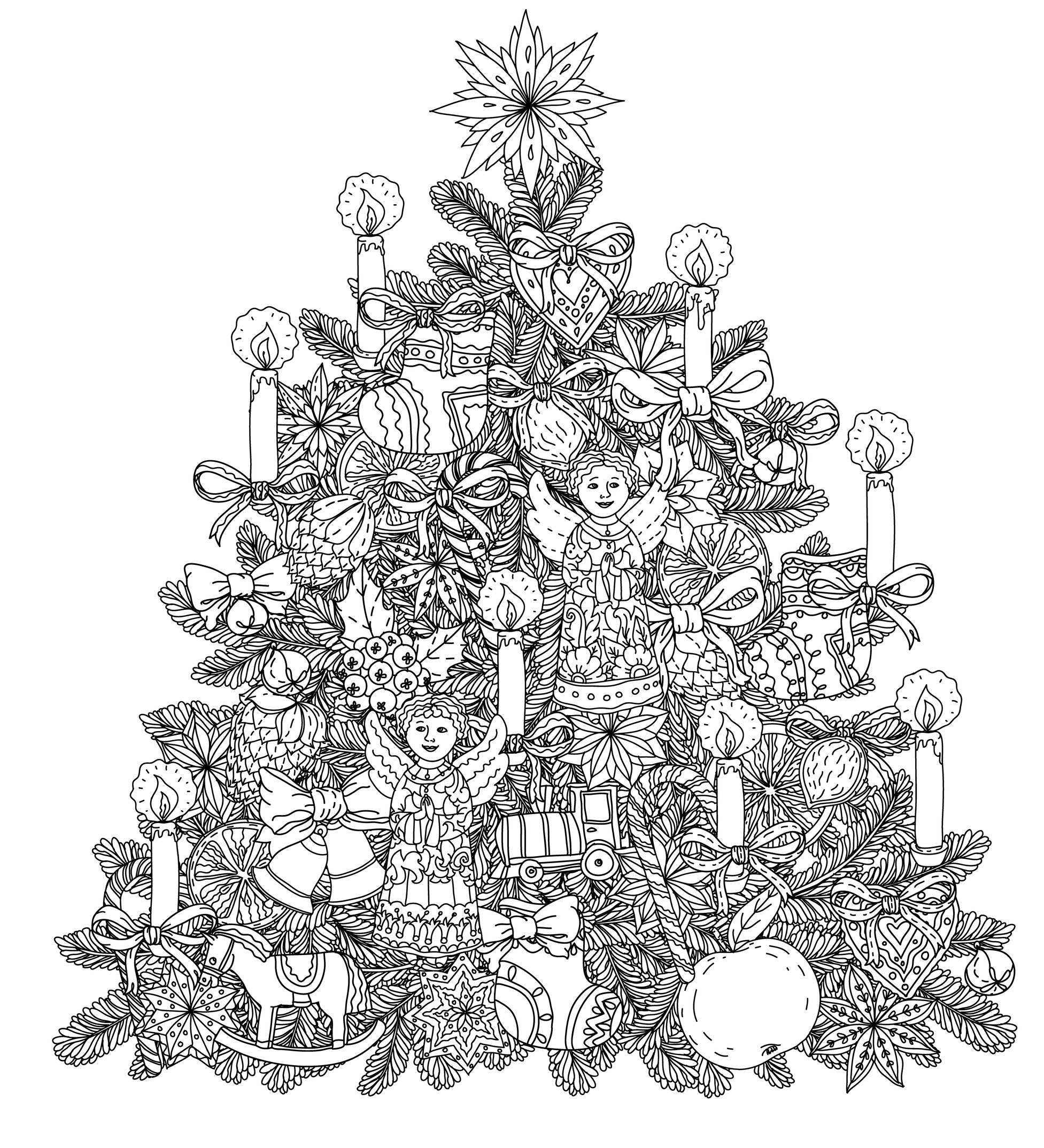 Arbre De Noel Avec Decorations Par Mashabr - Noël - Coloriages serapportantà Dessin À Colorier De Noel 