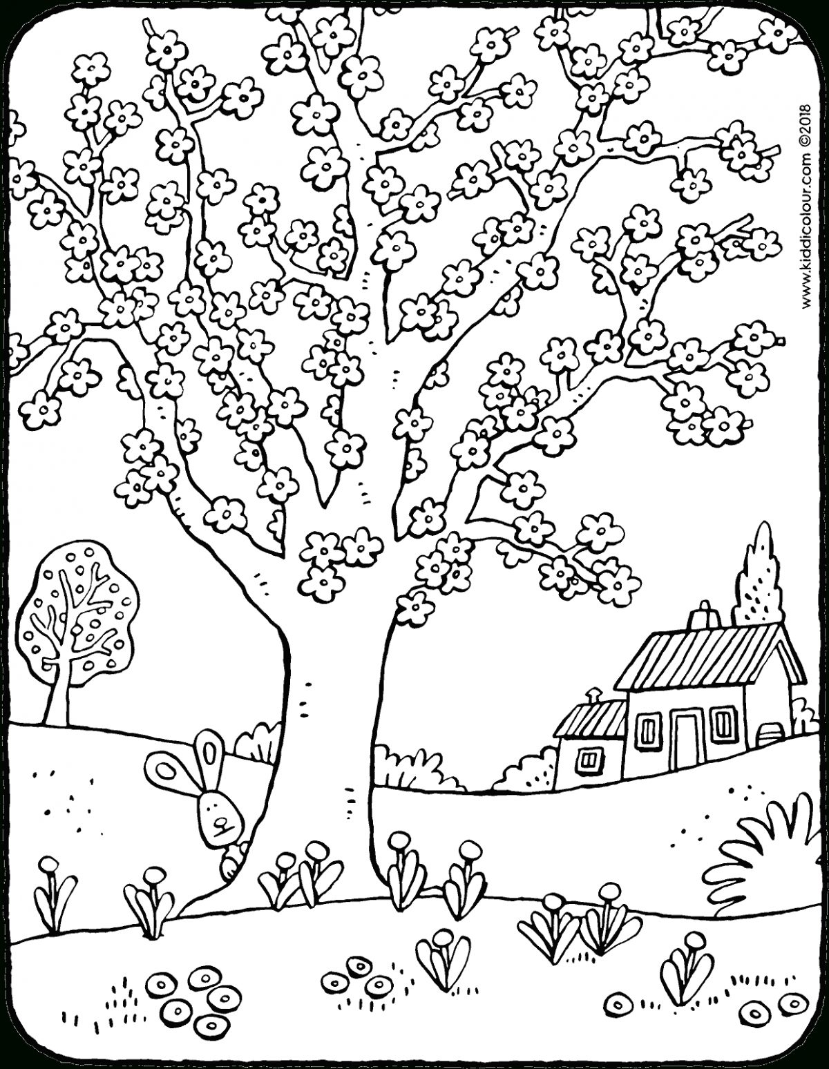 Arbre En Fleurs - Kiddicoloriage intérieur Arbre À Colorier