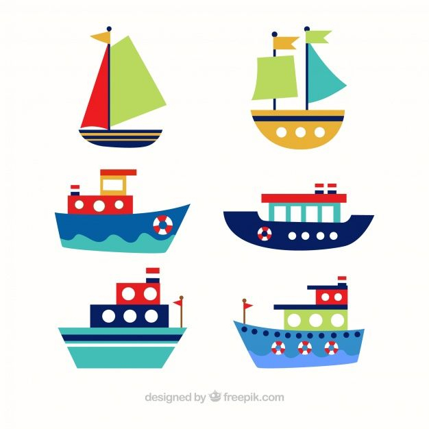 Assortment Of Six Colored Boats In Flat Design Free Vector  Boat avec Bateau Dessin 